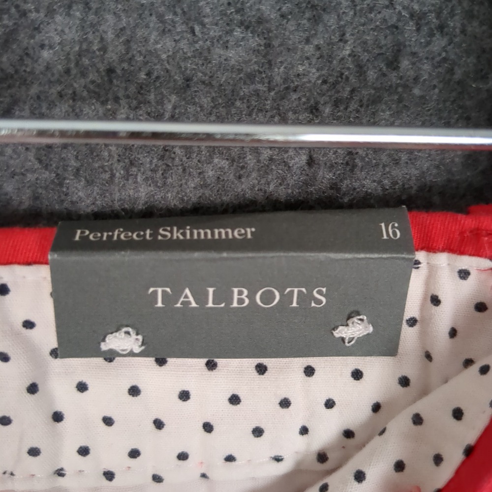 Talbots Perfect Skimmer Pants Womens 16 Red Cropped Capri Button Cuff NEW‎ - Picture 12 of 16